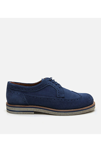 Hotiç Men's Leather Navy Blue Casual Shoes