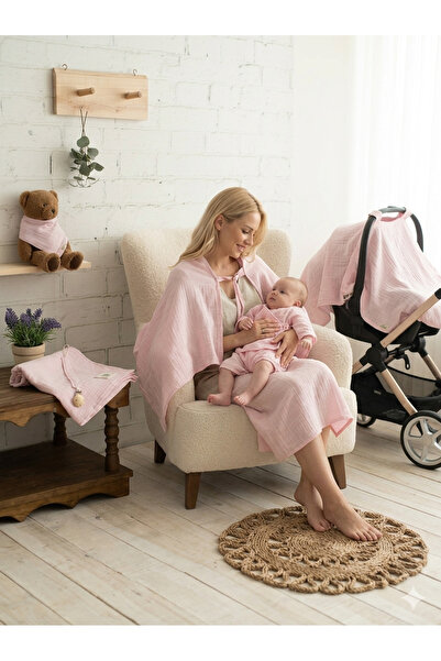 Olivo Mini Newborn Baby Stroller Nursing Cover 2in1 Powder 2 Layers Muslin