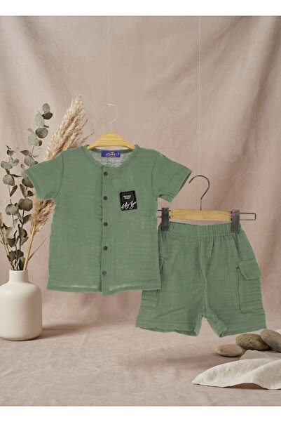 meyastore Boy's Shorts Set Muslin Fabric
