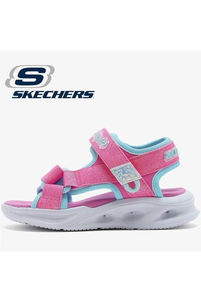 SKECHERS صندل سولا جلو 303024L صندل أطفال مضيء لتقويم العظام باللون الوردي