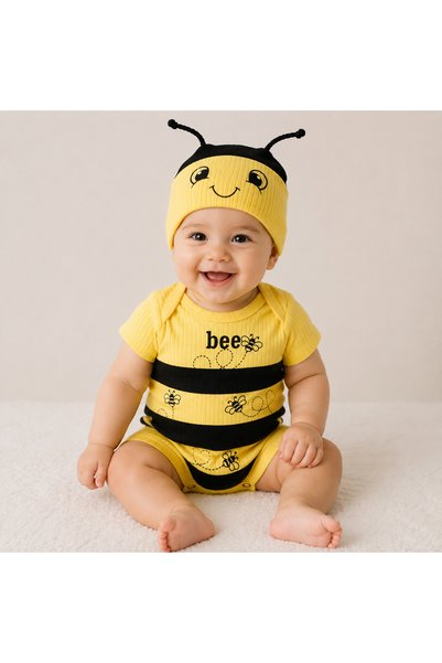 Aa Bebek Summer Bee Hat Jumpsuit Set of 2
