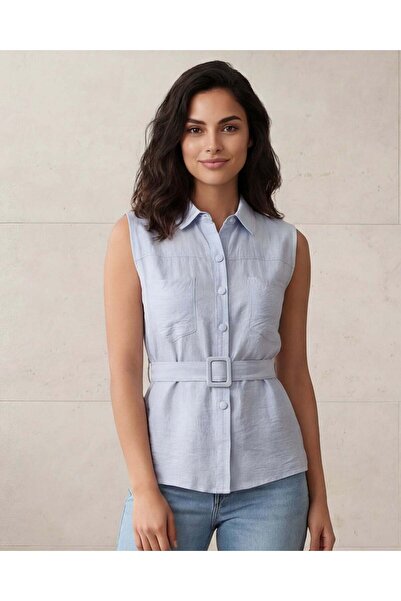 REDTAG Women Blue Belted Causal Dress