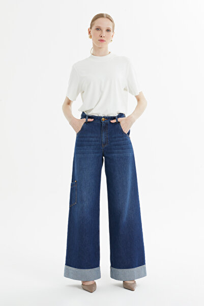 kı.we Geniş Paça Kıvrımlı Denim Pantolon