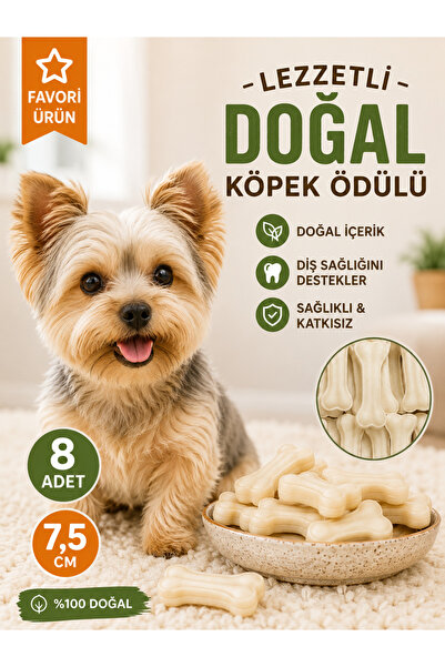 Köpek Ödül Çiğneme Kemiği, Diş temizleme Diş Sağlığı Kemiği 7,5 cm 8 adet