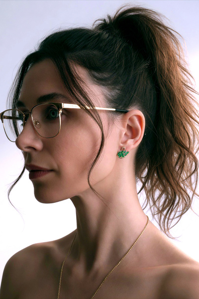 Jewerly 925 Gümüş İğneli Yeşil Taşlı Kuğu Küpe - Zümrüt Yeşili Kristal Kuğu F...
