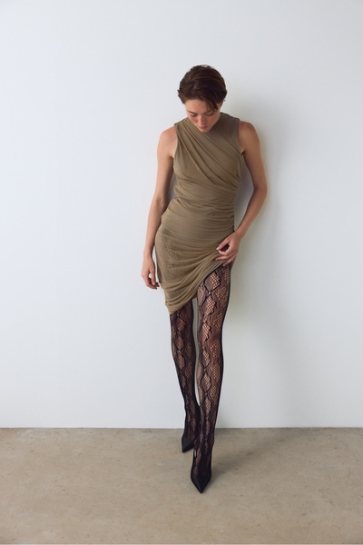 Penti Black Snake Patterned Fishnet Pantyhose