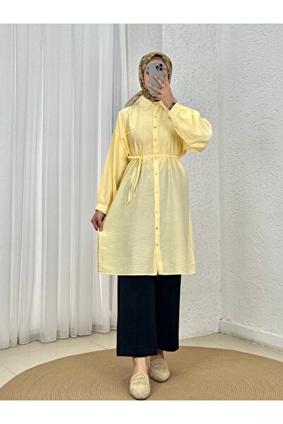 BENAHOLL قميص ماريرا طويل برباطات وحزام على شكل فراولة - PE262 أصفر