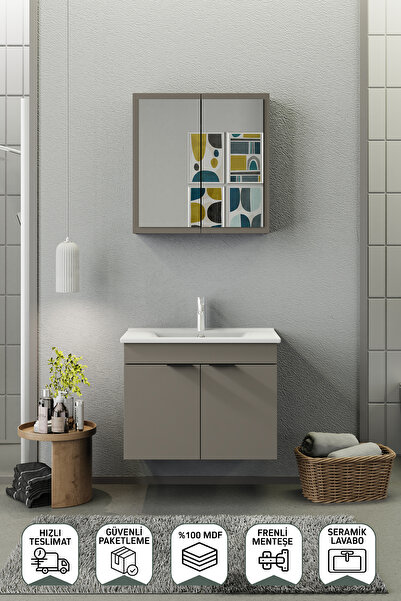 BİANİ FİX Loft 75 Cm Latte Banyo Dolabı