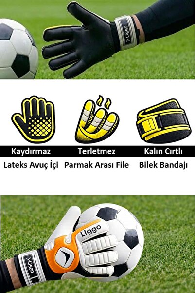 Liggo Reflex Kaleci Eldiveni Bilek Bandajlı Lateks Kaleci Eldiveni