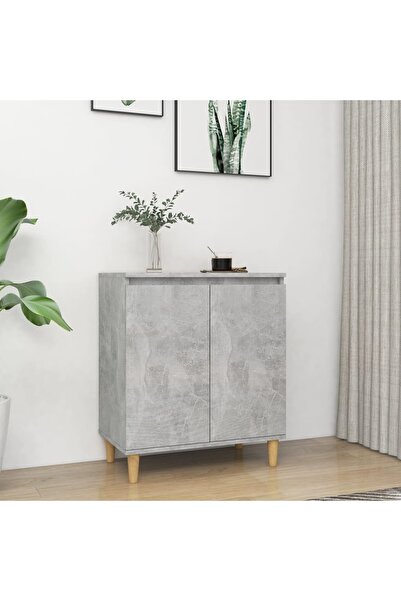 Concept Servantă & picioare lemn masiv, gri beton, 60x35x70 cm, PAL