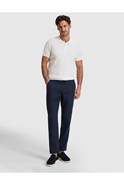 Pierre Cardin Lacivert Carrot Fit %100 Keten Kanvas Pantolon 50320846-VR033