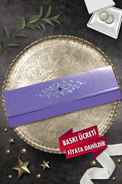 Cem Davetiye Düğün Nişan Nikah Kına Davetiyesi 3321 (100 ADET) Baskı Dahil