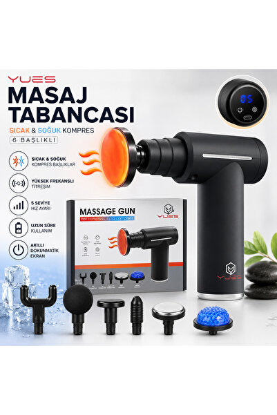 YUES Sıcak & Soğuk Terapili Isıtmalı Masaj Tabancası - Şarjlı Derin Doku Spor...