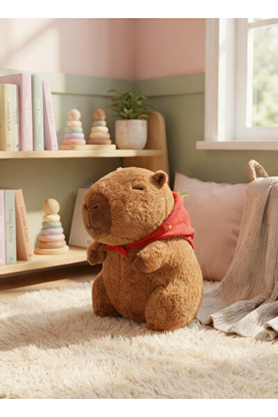 Toyzoy Toys Capybara Çilekli Şapkalı Kahverengi 35 cm - Sevimli - Yumuşak