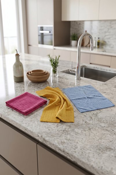 Miss Clean (1 Piece) Magic Kitchen Cloth Super Water Absorbent Stain Resistant Checkered 40*40 Cm