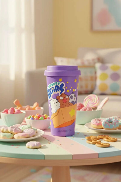 Miniso We Baby Bears Lisanslı Plastik Şişe – Sızdırmaz Silikon Halkalı ve Day...