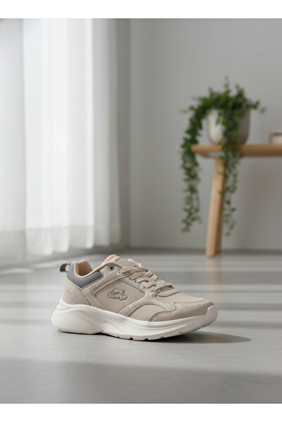 Slazenger Rahat Bağcıklı Kadın Günlük Sneaker Ayakkabı Bej Renk Spor Ayakkabı