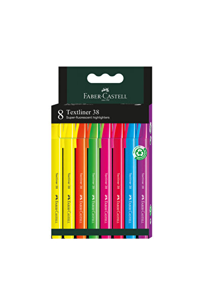 Faber Castell SET DE 8 EVIDENȚIATOARE, CUTIE DE CARTON 38, FABER-CASTELL