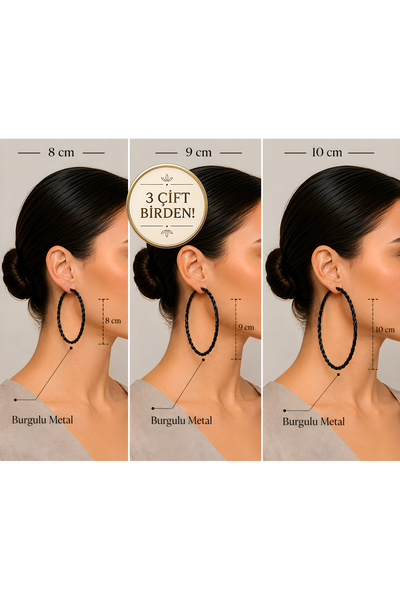 vue Twisted Metal Hoop Earrings – Set of 6, Stylish and Minimalist Design Wom...