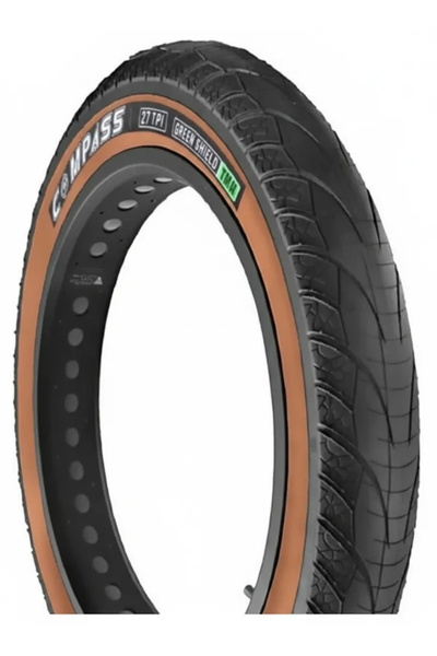 Compass 20x4.00 3MM ZIRHLI Dayanıklı Kahverengi Yanaklı Fat Bike Bisiklet Dış...