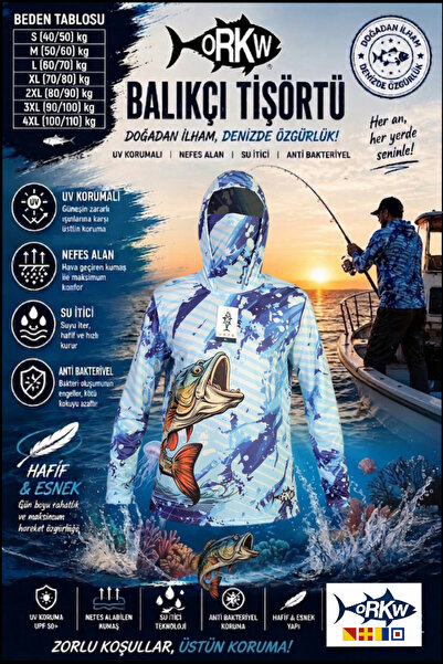 dkmoutdoor Orkw Kapüşonlu Uzun Kollu Balıkçı Ve Su Sporları Uv Korumalı Su It...