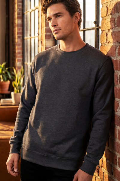 goffra Men's Focus Flexible Fabric Soft Textured Casual Sweatshirt Anthracite...