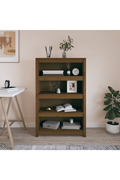 Concept Bibliotecă, maro miere, 80x35x126 cm, lemn masiv de pin
