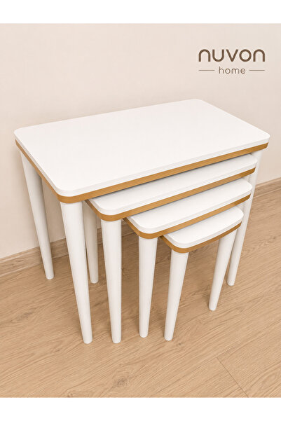 NUVON HOME Luna 4lü lüx ahşap zigon sehpa