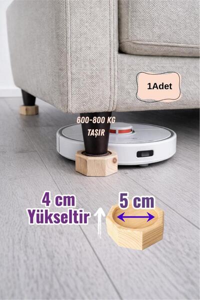 iDekor Robot Süpürge İçin Doğal Ahşap Koltuk Baza Yükseltici (4 cm Yükseltir,...
