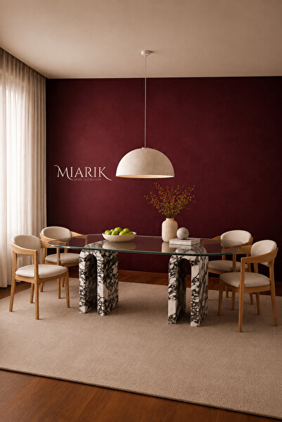 MIARIK DESIGN Menuncam- Menekşe Mermer Yemek Masası