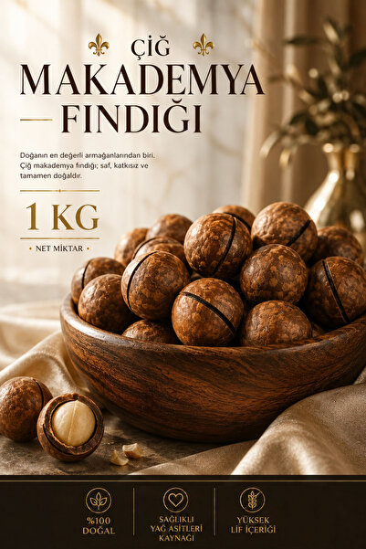 YILMAZ ÜLKÜ KURUYEMİŞ ÇİĞ Makademya & Macadamia Fındığı 1000 gr (1 KG) | Doğa...