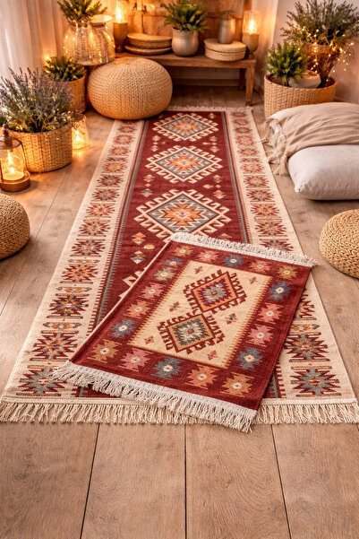 OEM Set 1+1 Covoare Țesute, Față-Dublu, Dimensiune 60 x 90 cm + 80 x 200 cm