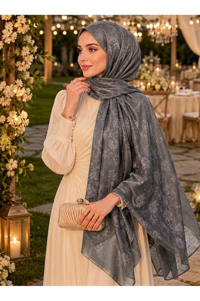 YS COLLECTION Antrasit Jakar Tesettür Şal