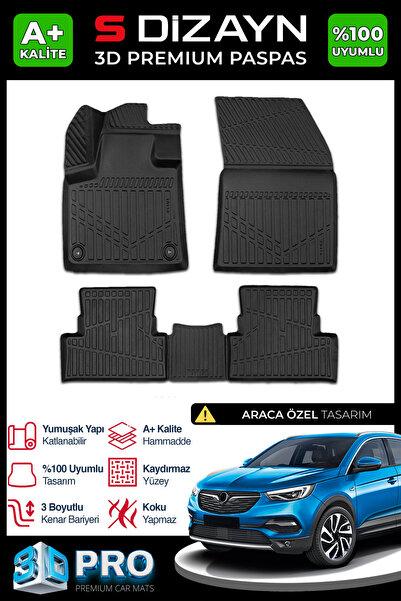 S Dizayn S-Dizayn Opel Grandland X 3D Pro Havuzlu Paspas 2017-2024 A+ Kalite ...
