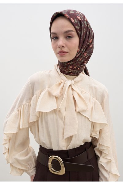 Freshscarfs Eșarfă Leana Desen din bumbac și viscoză, roșu claret