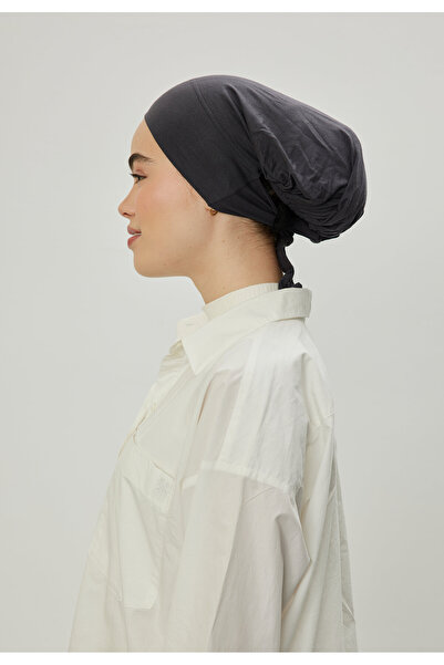 Freshscarfs Ανθρακί Καπέλο Μεγάλου Όγκου με Δέσιμο