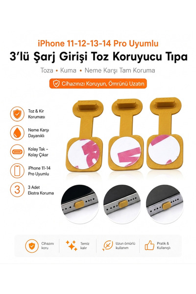 emrebilisim iPhone Lightning Uyumlu Yapışkanlı Toz Tıpası Koruması - Şarj Gir...