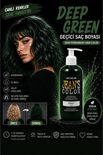 jeans color Jean's Color Yeşil 250ml. Green Amonyaksız Balyaj Renkli Saç Boyası