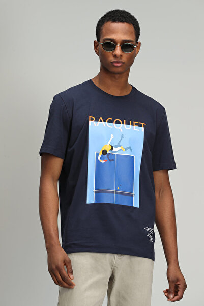 Lufian Tricou Fenza Modern Graphic Albastru Marin