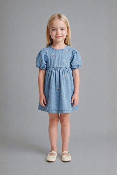 DeFacto Pamuklu Denim Elbise Kız Bebek H4072A526SM
