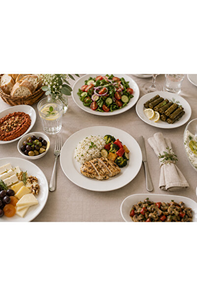 Bonna Porselen Banquet Flat Serving Plate 25 cm - 6 Pieces