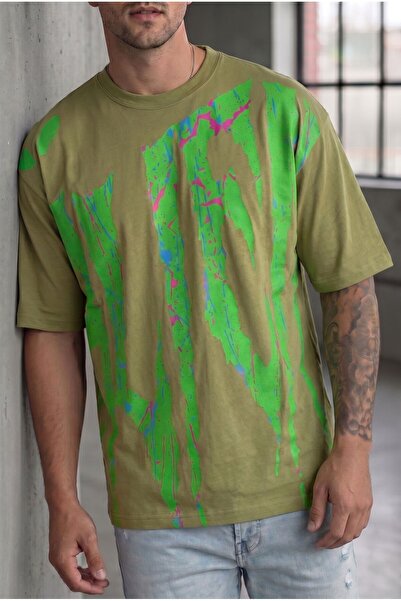 HerTon Tricou oversize pentru bărbați, cu imprimeu grafic „Alien” Slime, cu g...