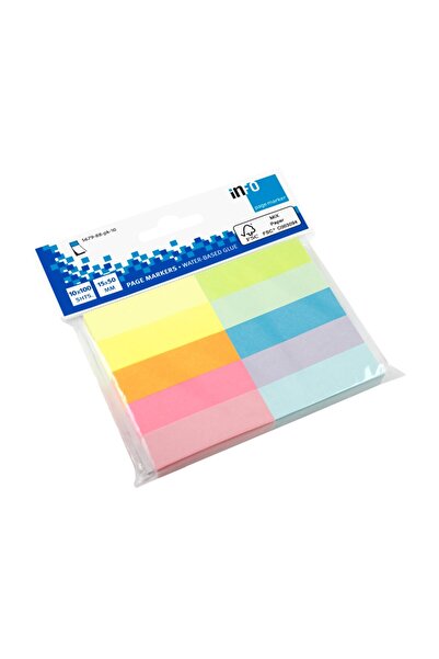 Info PageMarker 15 x 50 mm 1000 coli Notițe 10 culori/set
