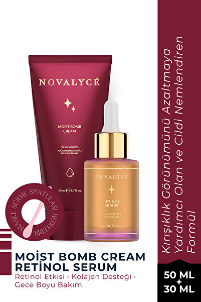 Novalyce Retinol Serum + Kolajen Gece Maskesi Seti - Gece Yenileyici Bakım Ru...