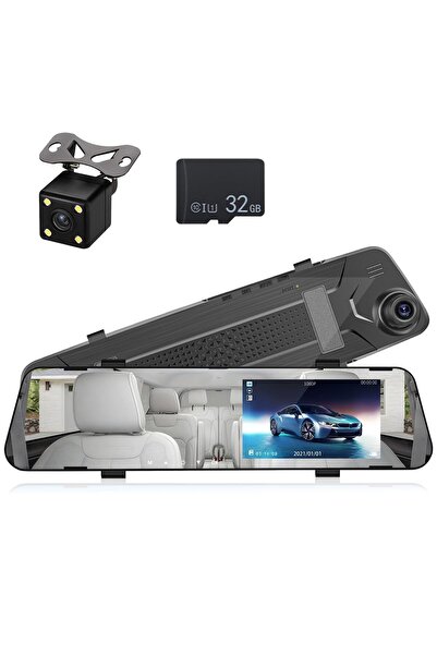 AEM AEMPART Araç ön ve arka kameralı iç dikiz aynası dvr 4.5 inc ekran kayıtlı