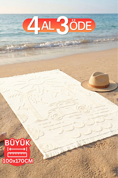 DNZGÜLCAN 100% Cotton Jacquard, Embossed Patterned, Tasseled Beach Towel |   ...