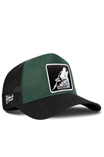 BlackBörk Kurt Logolu Cordura Siyah-Petrol Yeşili Trucker Şapka