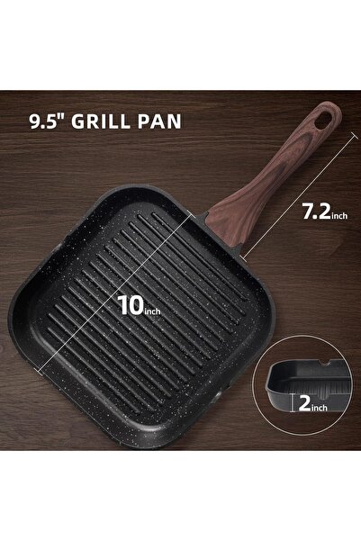 Arabest 9.5 Inch Nonstick Grill Pan for Indoor Cooking, Griddle for Stove Top...