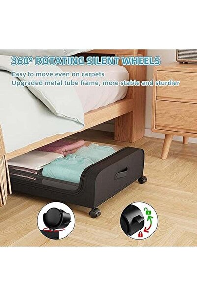 Arabest Under Bed Storage Container with Wheels, Clear Top Black Frame for Sh...