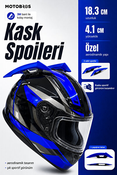 Motobros Motosiklet Kask Kask Spoiler Aerodinamik Spoiler Universal Mavi 2 Ad...